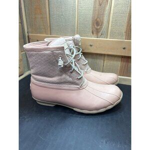 Sperry Womens Saltwater Duck Boots Size 10 Pink Quilted 3M Thinsulate Water-Resi
